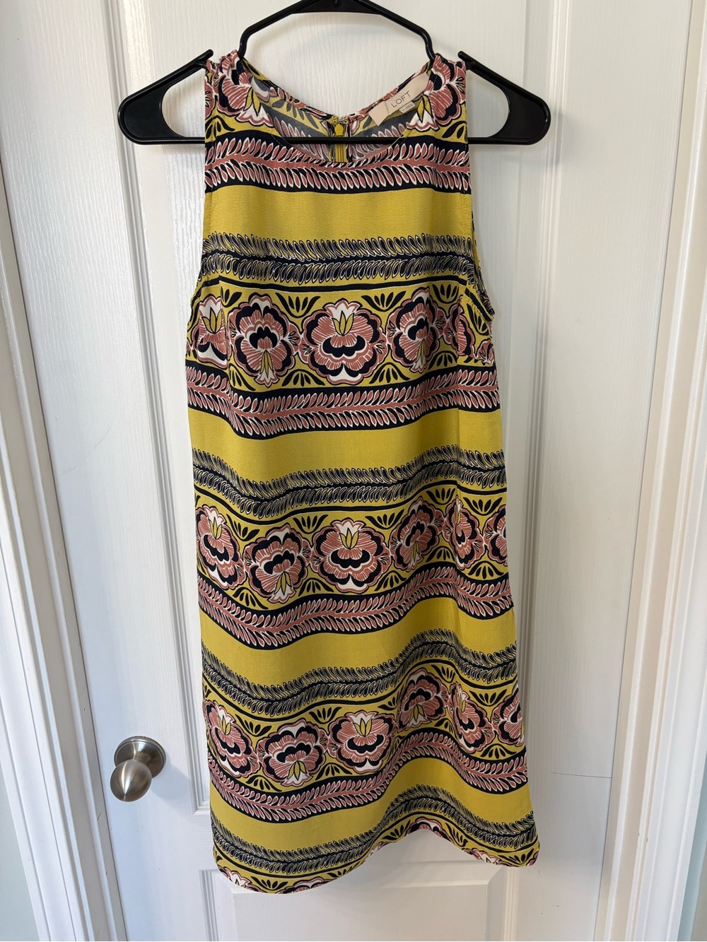 Loft Mini Shift Dress Yellow Botanical Women's M